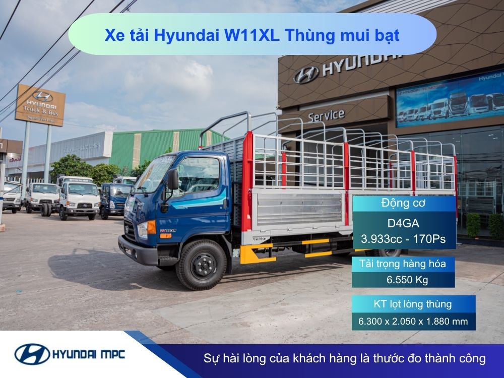 Xe tải Hyundai Mighty 110XL thùng mui bạt 7T dài 6.3m